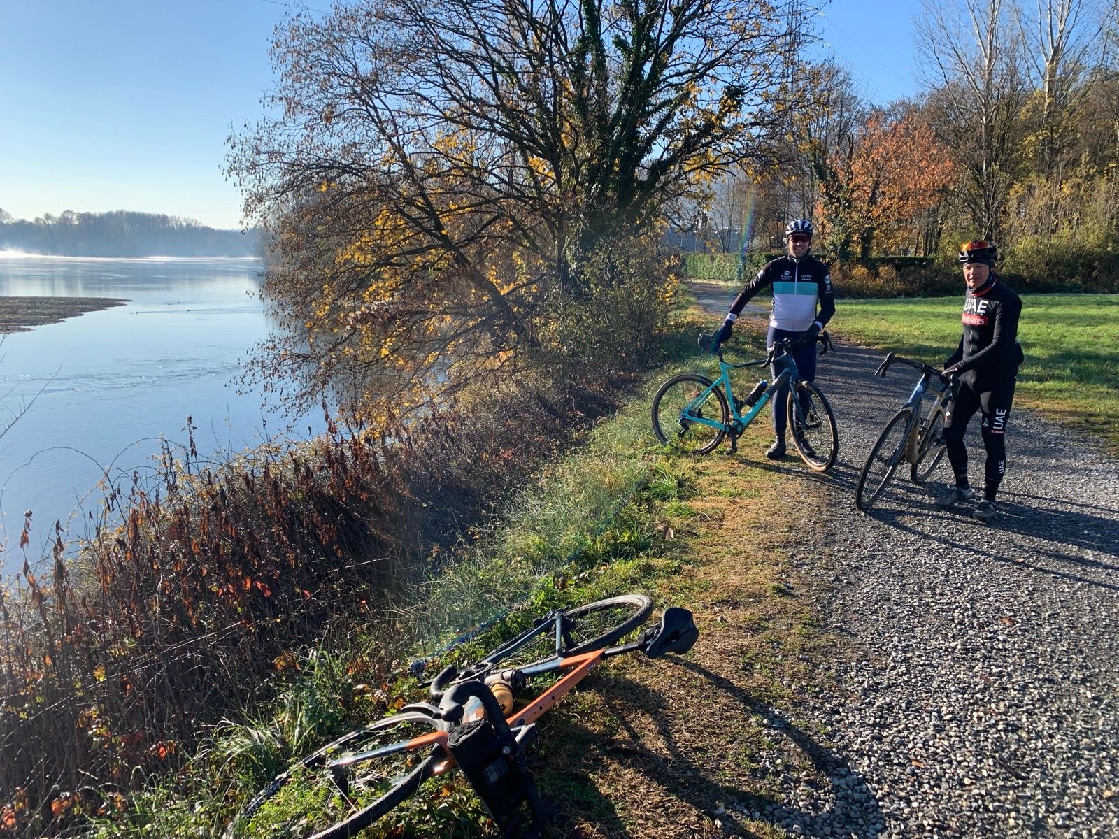 Cyclists on a Trail by the Water