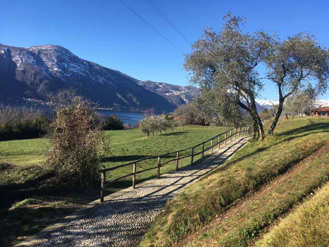 Cyclists with Lake Como View Cyclists with Lake Como View