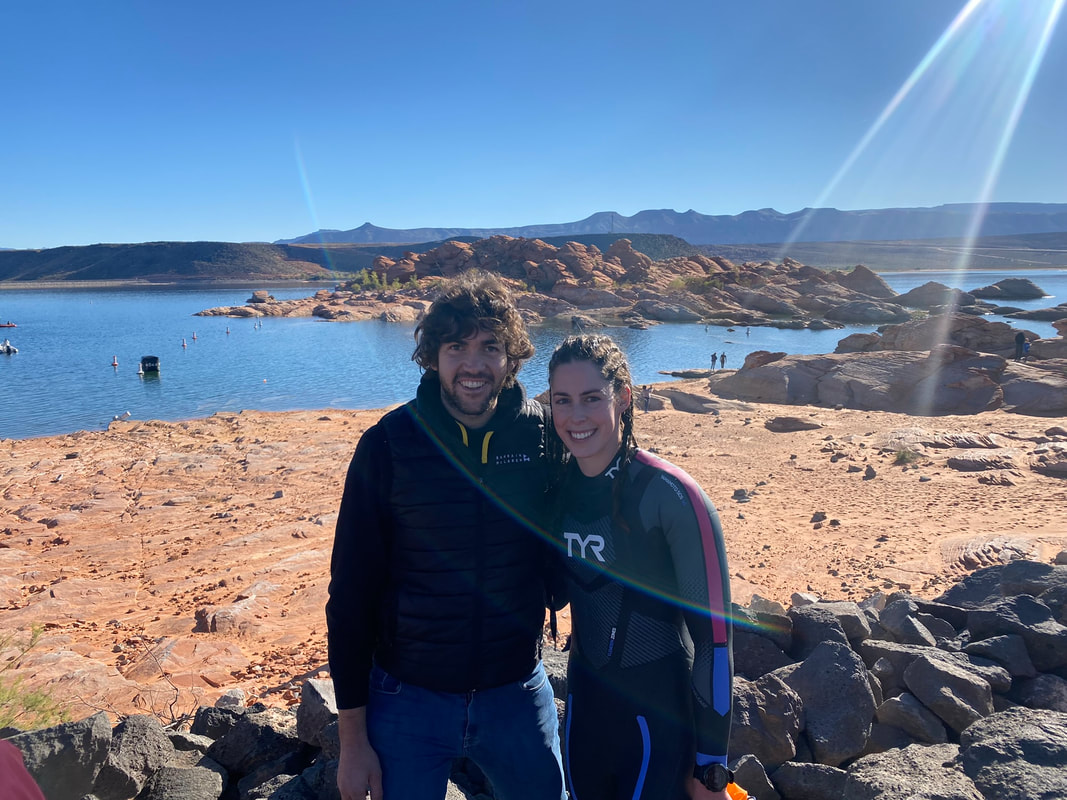 Couple by the water in Utah