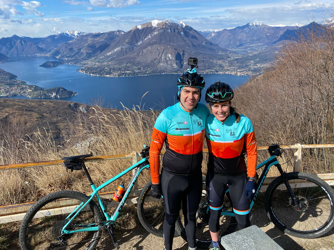 Cyclists with Lake Como View