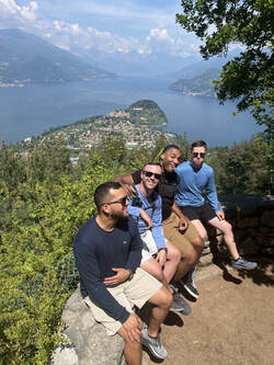 Cyclists on Lake Como in Beautiful Weather Cyclists on Lake Como in Beautiful Weather