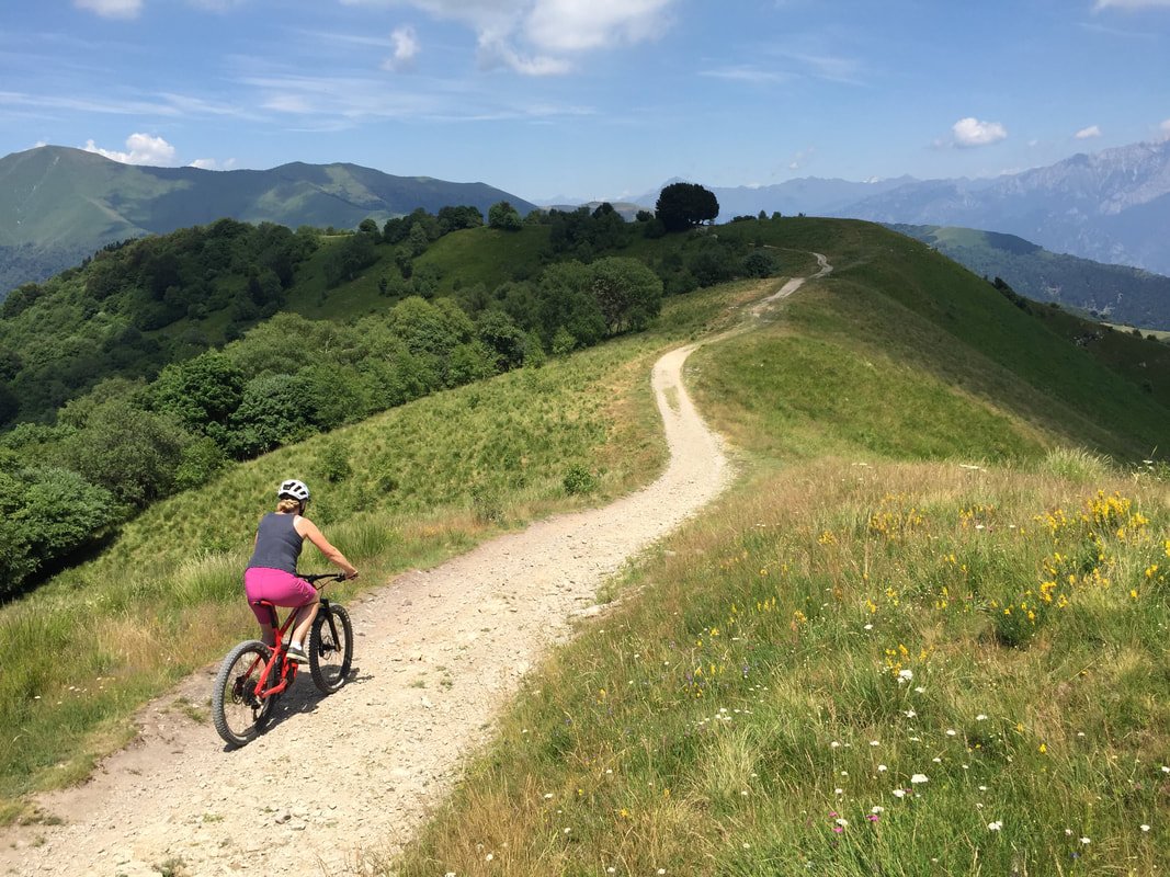 Dorsale del Triangolo Lariano (Ridge Trail) Cyclist on Mountain Trail