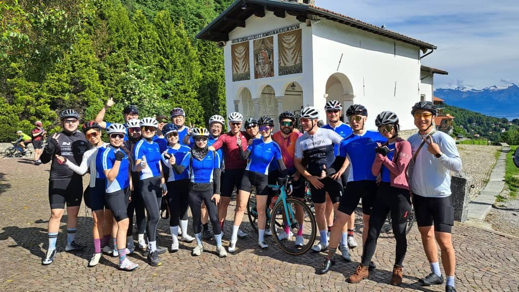 Cyclists at a Chapel Near Bellagio