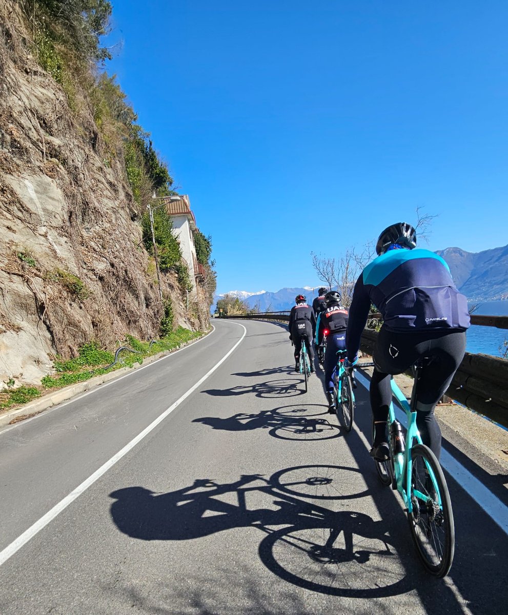 Cyclists on Lake Como Road