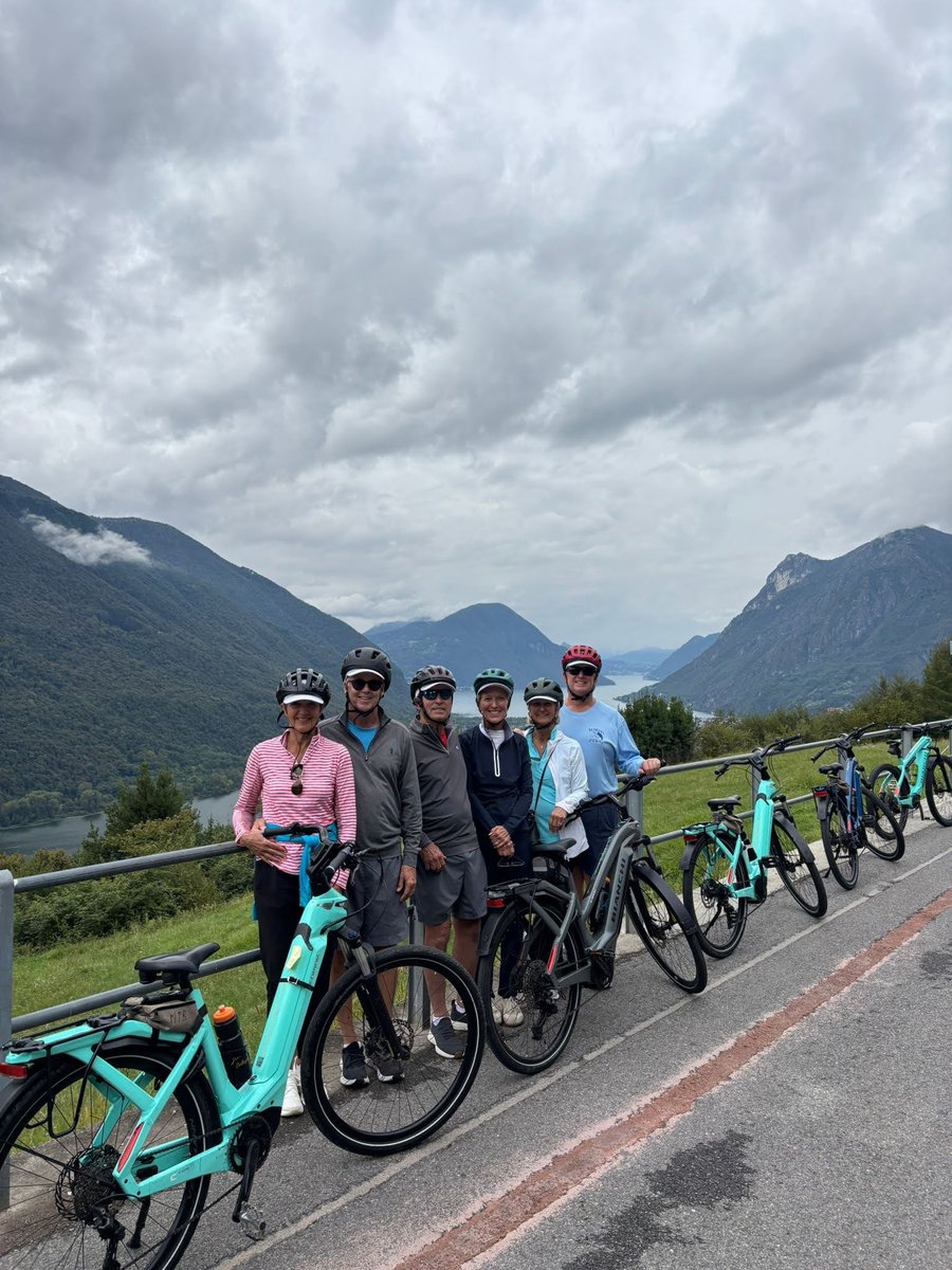 Group of Cyclists on Lake Como Group of Cyclists on Lake Como