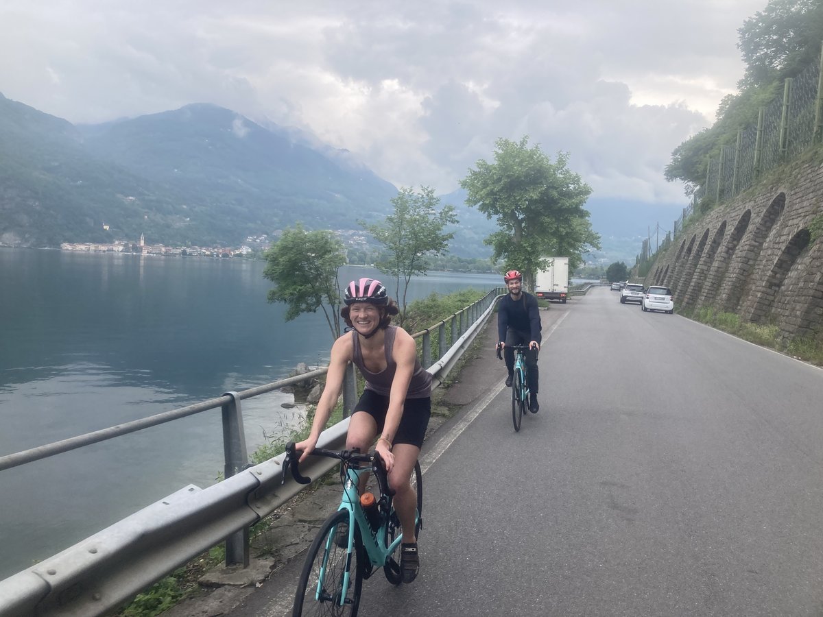 Cyclists over looking lake como - Ghisallo Cyclists over looking lake como - Ghisallo