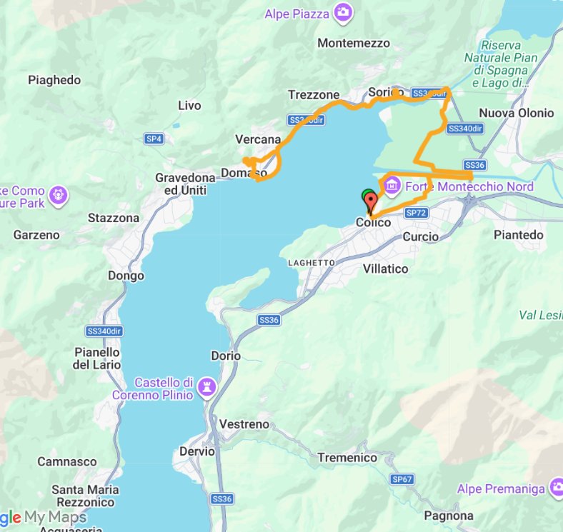 Bike & Wine Tour Lago di Como da Colico Route Map