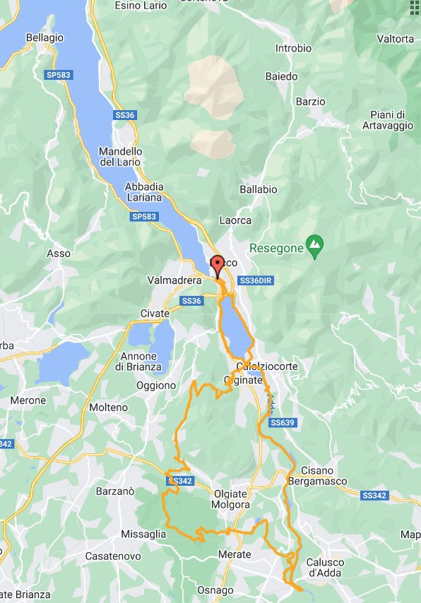 Ciclabile fiume Adda e Montevecchia Route Map