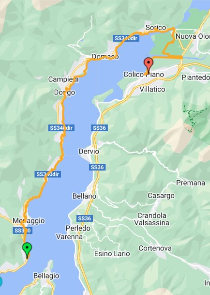 Destination Colico Route Map