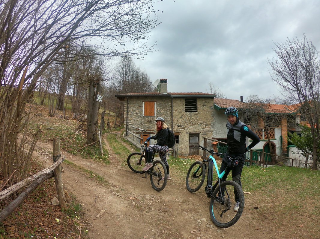 Cyclists at a Trail Intersection