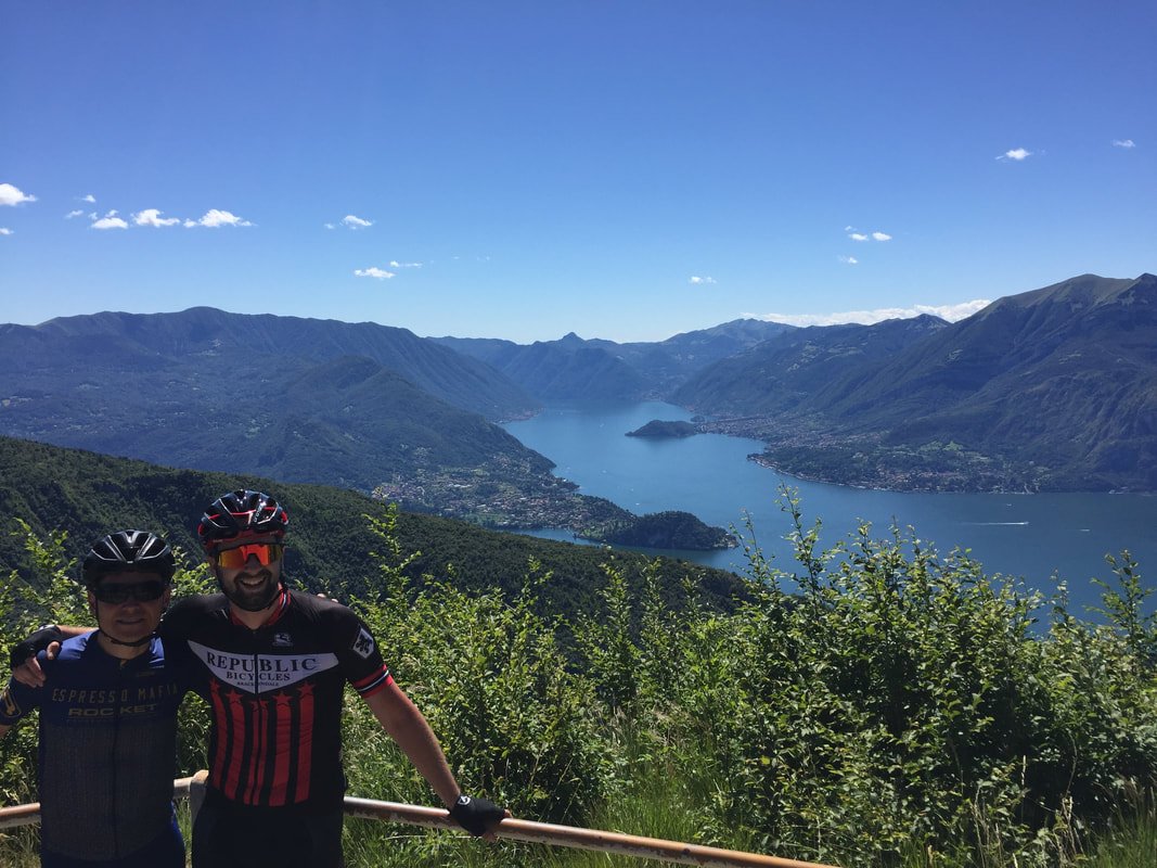 Cyclists with Scenic Lake Como View