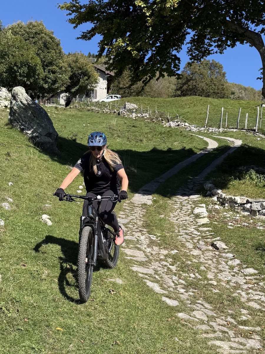 Cyclist on a mountain trail Cyclist on a mountain trail