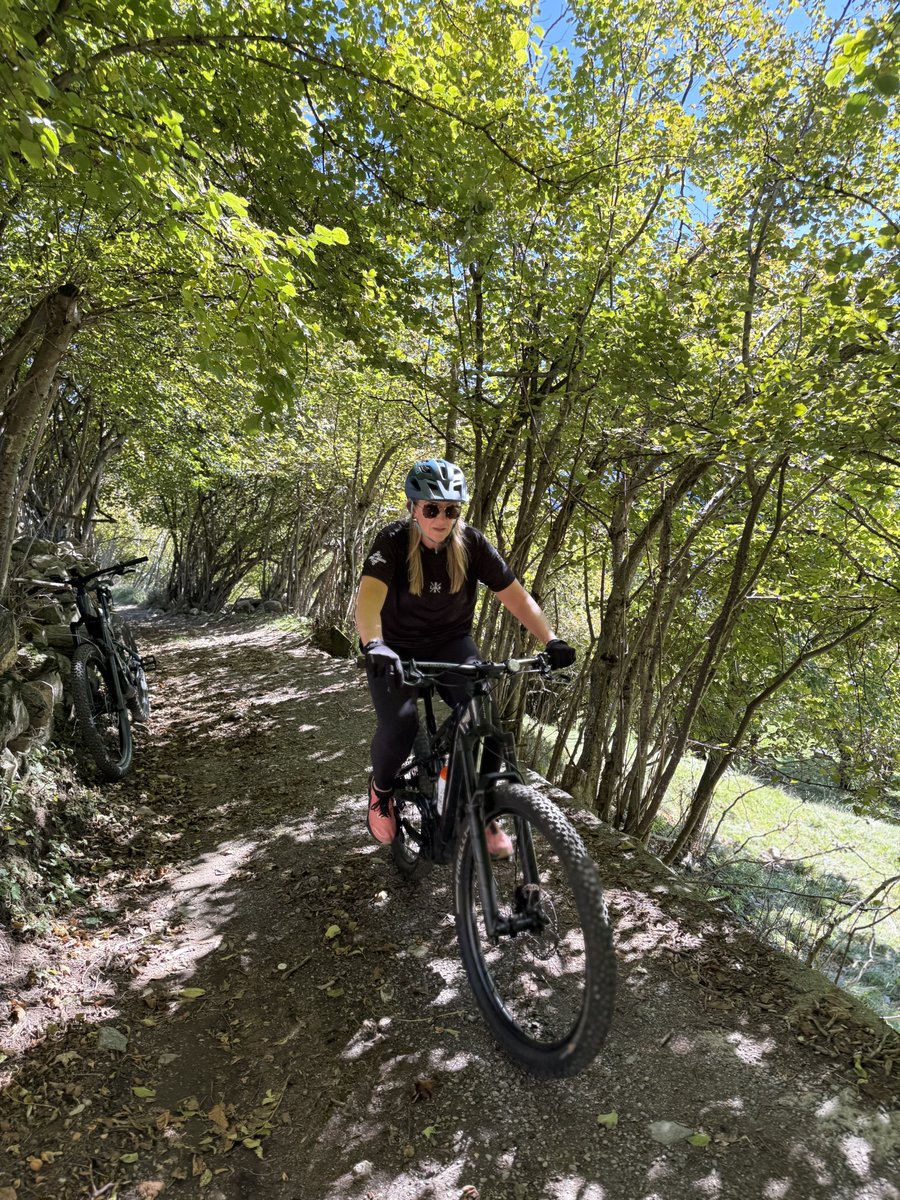 Cyclist on a mountain trail Cyclist on a mountain trail