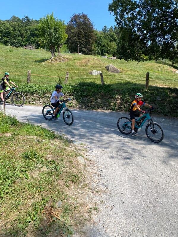 Children Cycling on a Country Road